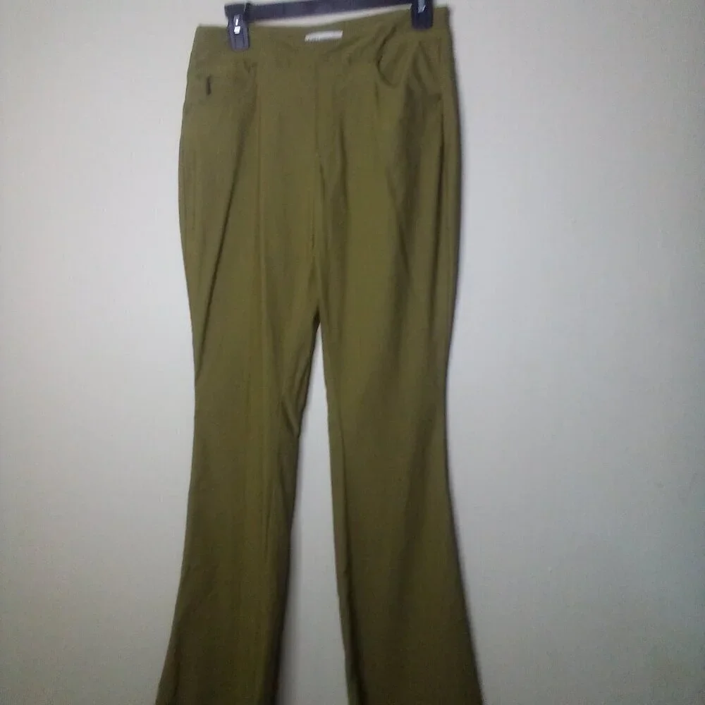 Cato Pants Women 6 Pull On Elastic Waist Boot Cut Pockets Soft Stretch Green